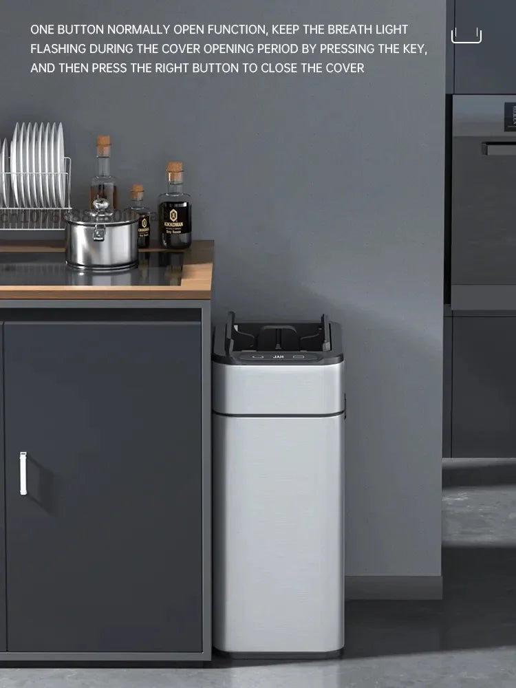 Smart Trash Can 15L 20L 30L 40L 50L 60L Stainless Steel Waste bin High Trash Cans Garbage Bin for Kitchen Trash Can Wastebasket