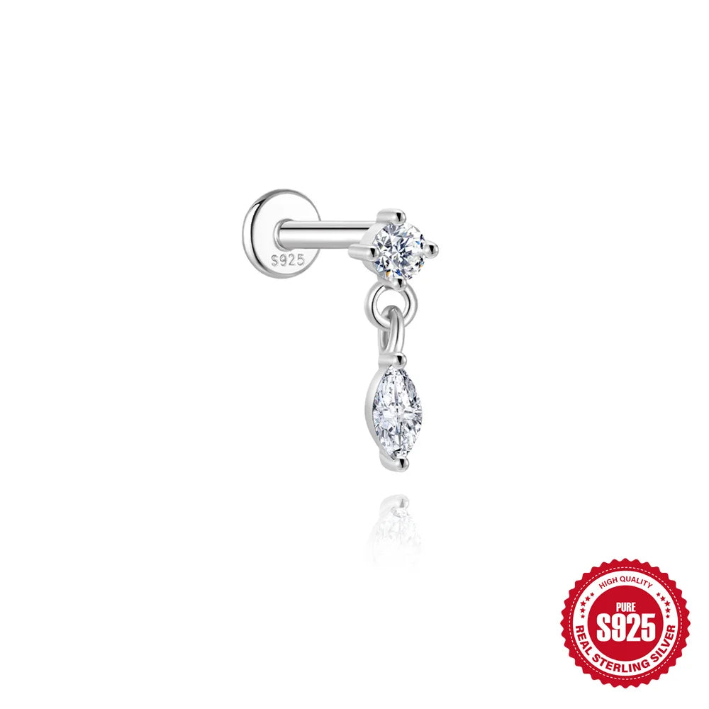 AIDE Certified Moissanite Earrings 925 Sterling Silver Piercing Woman Jewelry Water drops stars moon tassels flowers leaves Gift