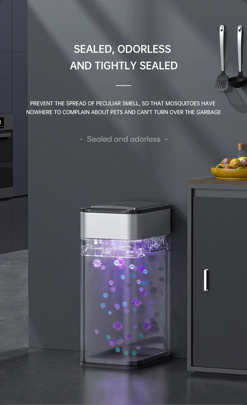 Smart Trash Can 15L 20L 30L 40L 50L 60L Stainless Steel Waste bin High Trash Cans Garbage Bin for Kitchen Trash Can Wastebasket