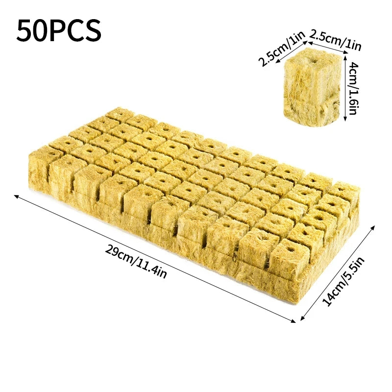 50/100/250Pcs Hydroponic Rockwool Growing Medium, Professional Soilless Cultivation Cubes for Seed Starting & Plant Propagation