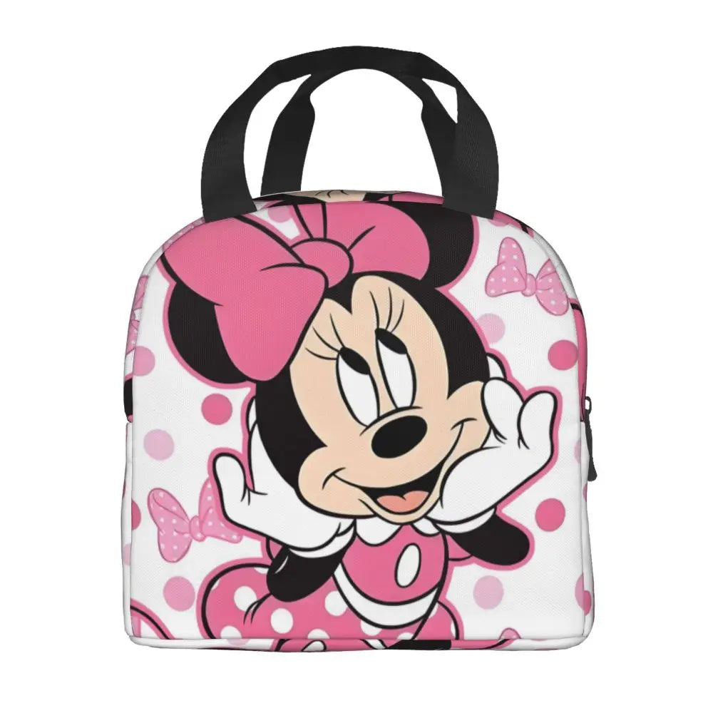 Custom Mickey Pink Minnie Mouse Lunch Bag Women Creative Design Cooler Warm Insulated Lunch Box for Kids School