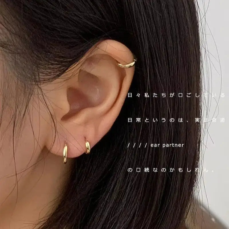 Real 925 Sterling Silver Minimalist Bohemian Round Earring for Women Hoop Earring Jewelry Accessories