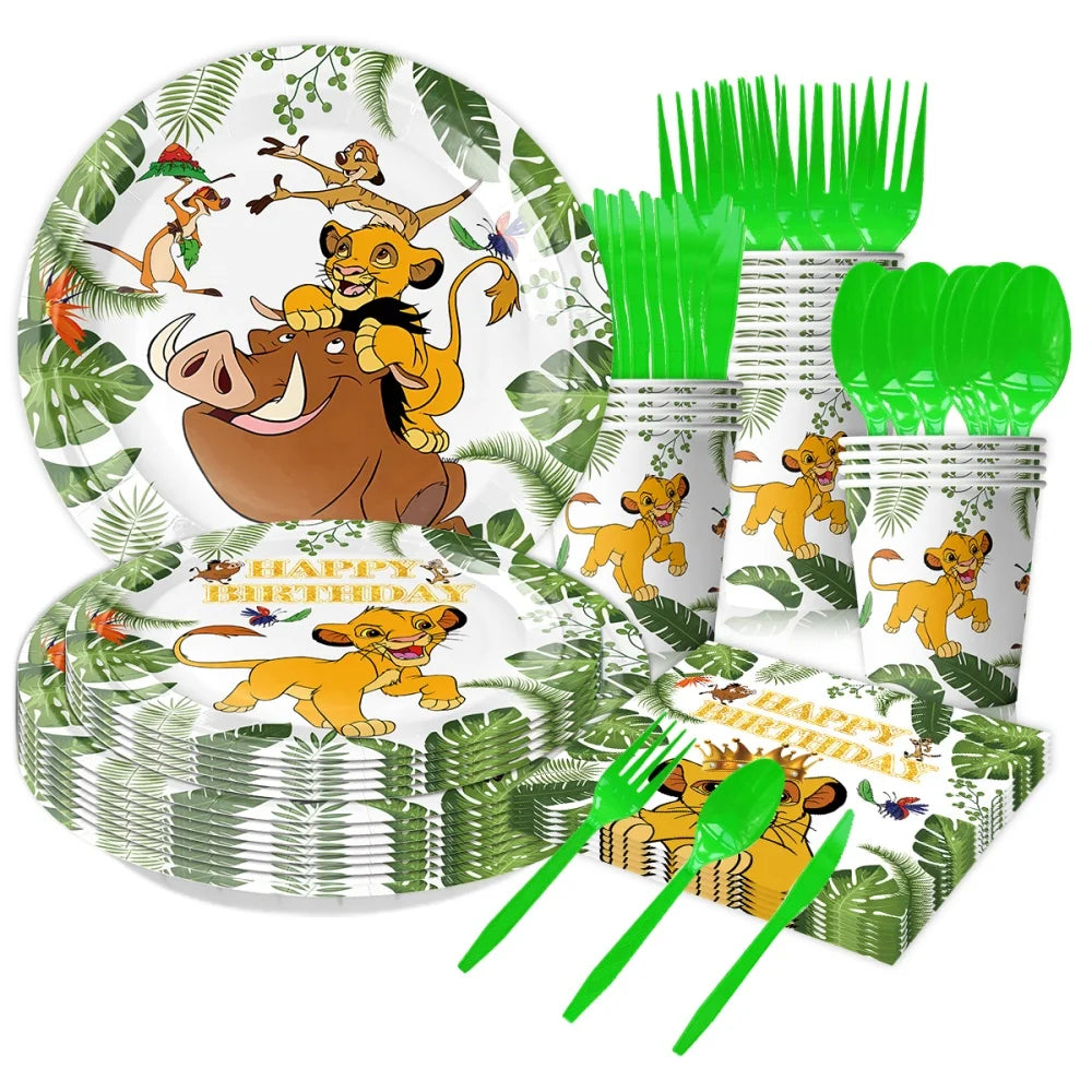 Disney The Lion King Birthday Party Decoration New Plates Cups Napinks Tablecloth King Lion Birthday Balloon Party Favor Balloon