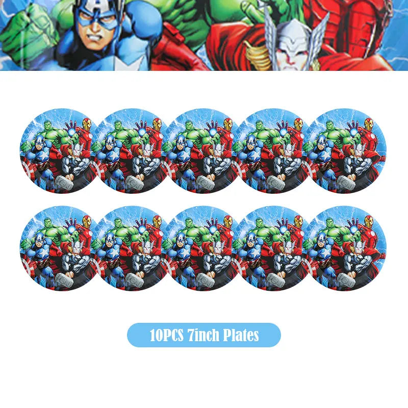 Happy Marvel Theme Avengers Birthday Decoration Set Cups Plates Tablecloth Masks Superhero Balloons Party Supplies Favors Gifts
