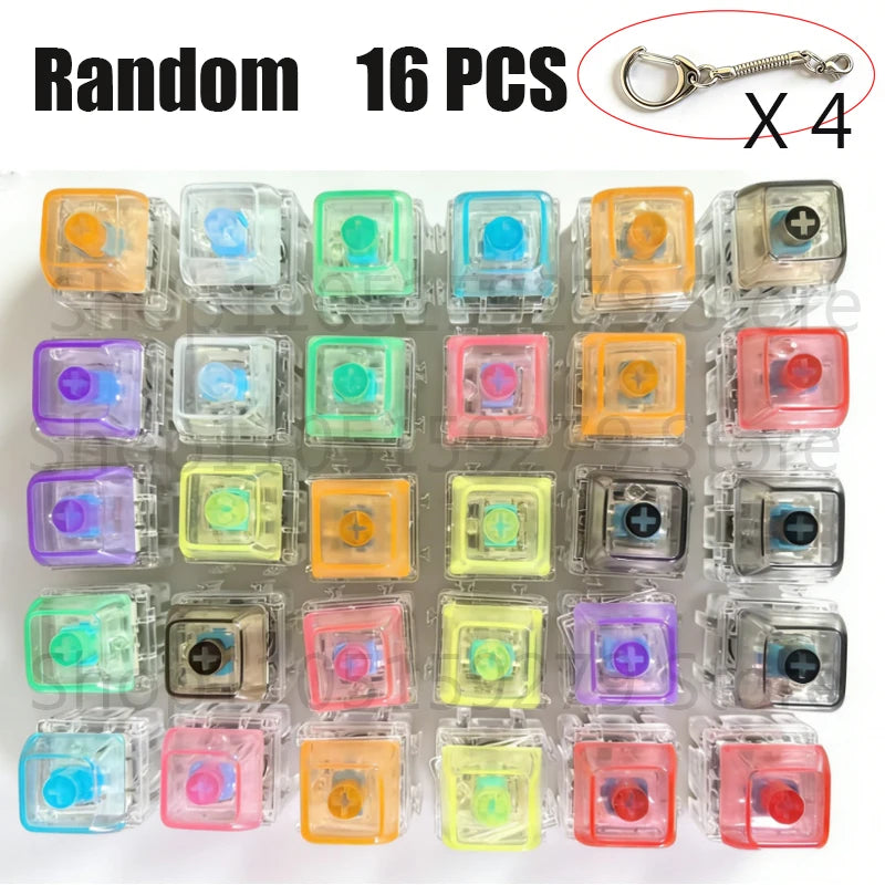 /LED free assembly keyboard keychain Fidget toy crystal clicker sensory toy stress relief keyboard keychain adult children's toy