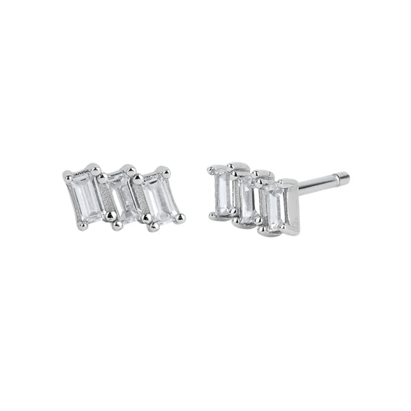 925 Sterling Silver Ear Needle Fashion Hoop Earrings White Crystal Luxury Women's Silver Earrings Wedding Women's Jewelry Gift