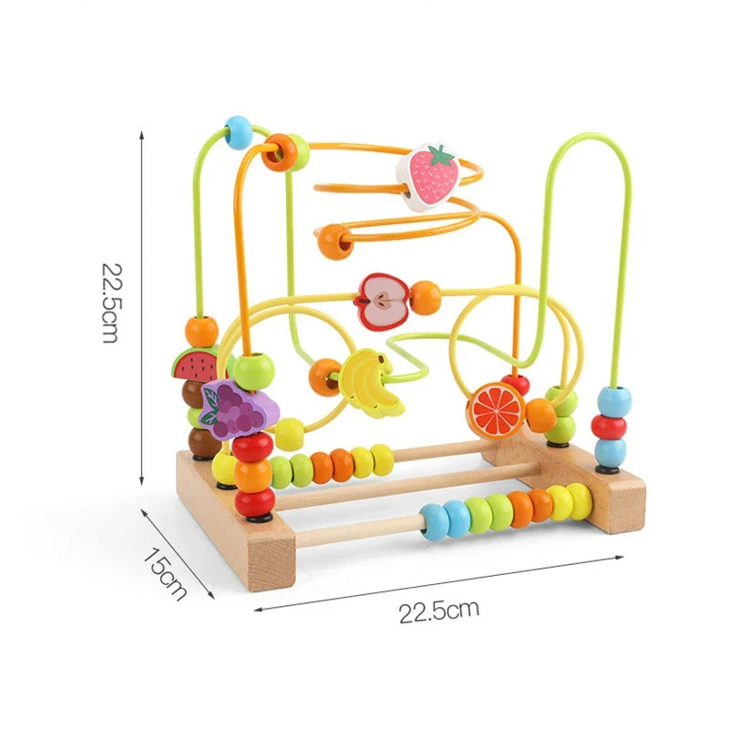 Montessori Baby Toys Wooden Roller Coaster Bead Maze Abacus Math Toys Toddler Early Educational Toys for 1 2 3 Years Kids Gifts