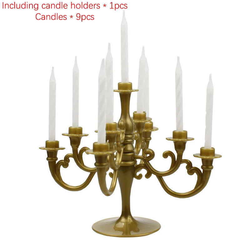 Ins Style Retro European Luxury Cake Decoration Candlestick Baking Birthday Party Wedding Small Plug-In Supplies Theme Girl