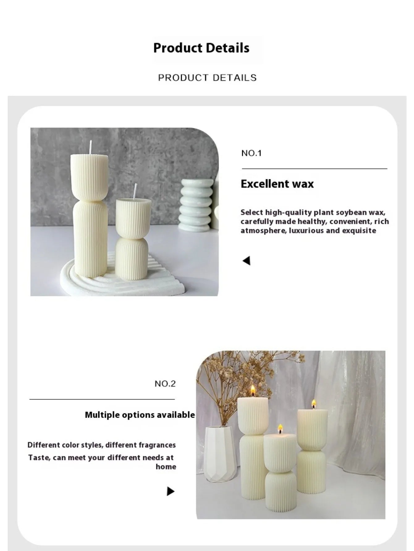 Nordic Minimalist Ribbed Cylinder Pillar Scented Candle Soy Wax Aromatherapy Candle Home Decor