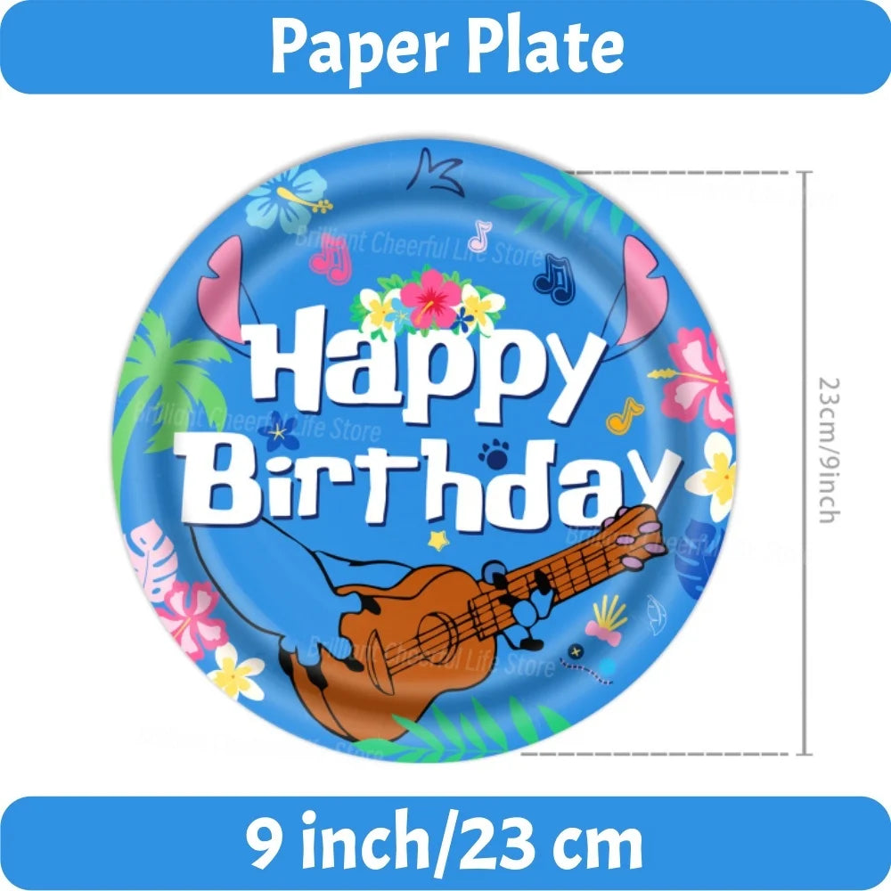 Stitch Birthday Decoration Lilo and Stitch Theme Tablecloth Paper Cup Plate Balloons Baby Shower Supplies Kids Favor