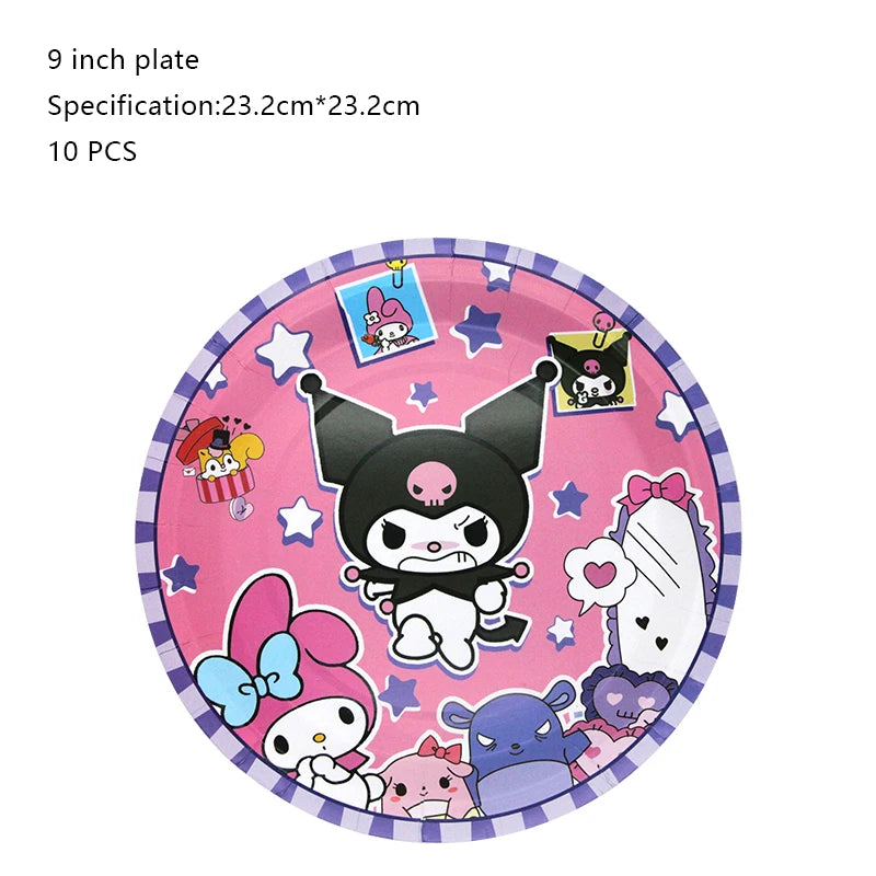 Kuromi Birthday Party Decoration Backdrop Disposable Tableware For Kids Event Supplies Latex Foil Balloons Banner