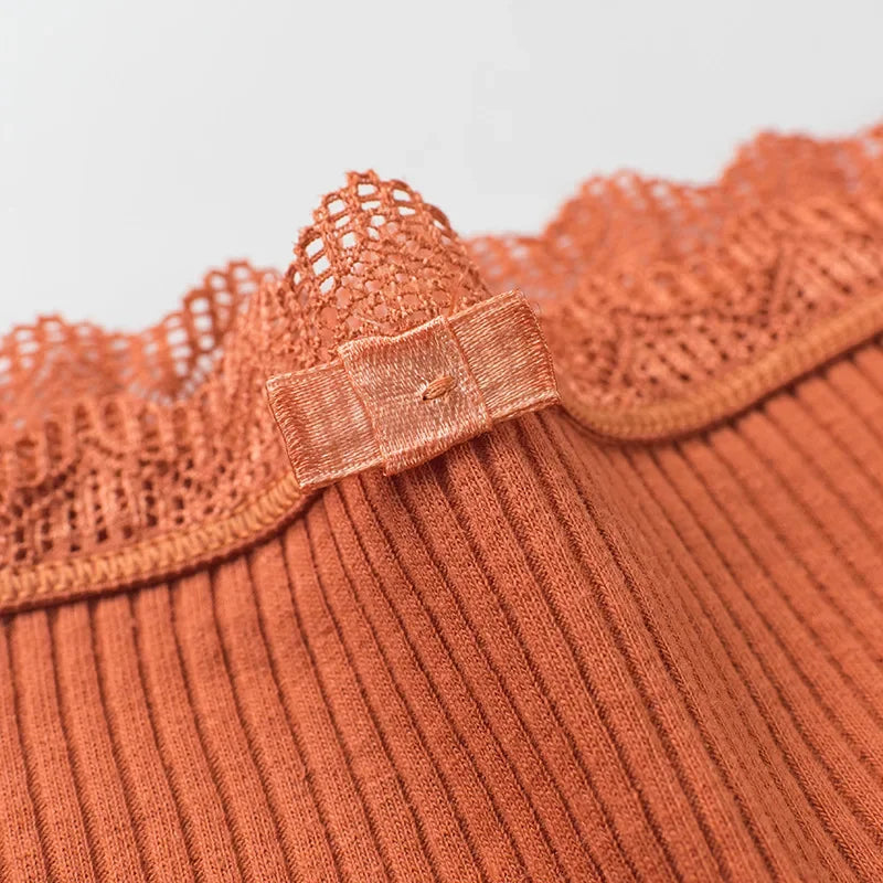 Cotton Sexy Lace Mid Waist Underwear Threaded Brief Solid Color Skin Friendly Ladies Underpant Breathable Fashion Casual Panties