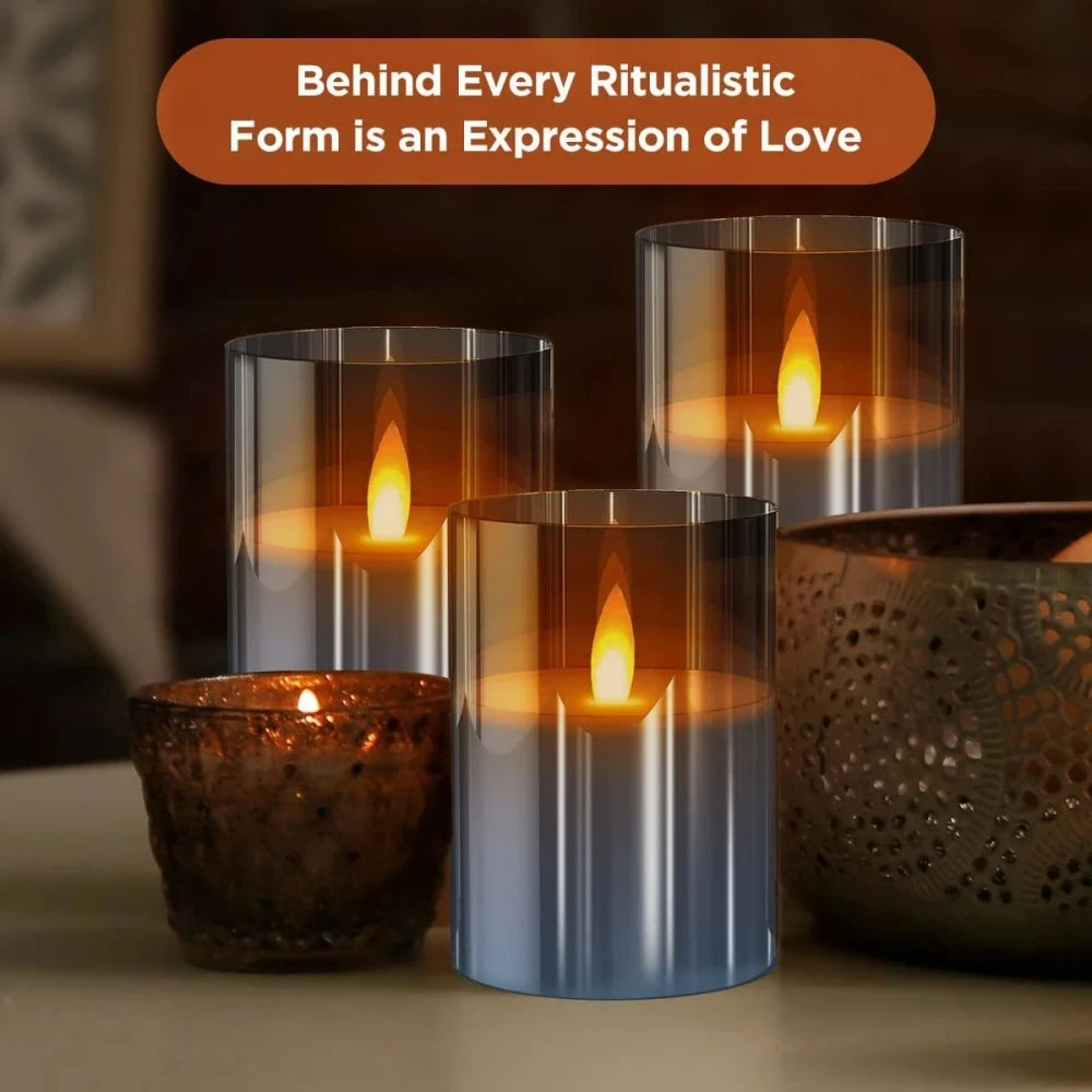 3-piece set (6in\5in\4in) LED flameless electronic candle lights, flickering simulated tea candles, suitable for weddings, parti