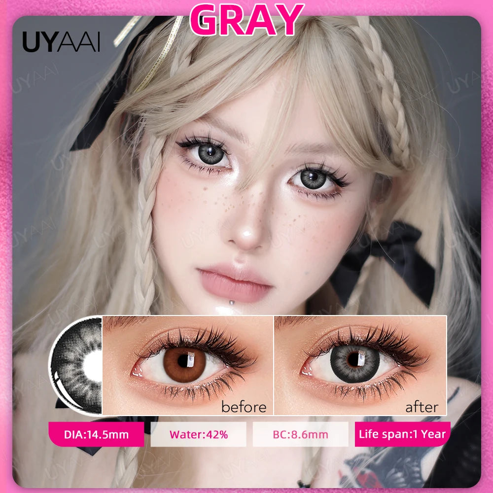 UYAAI Contact Lenses Color Contact Makeup Colored Pupils Black Natural Pupils Beauty 14.5mm Big Black Lenses Brown Contacts Lens