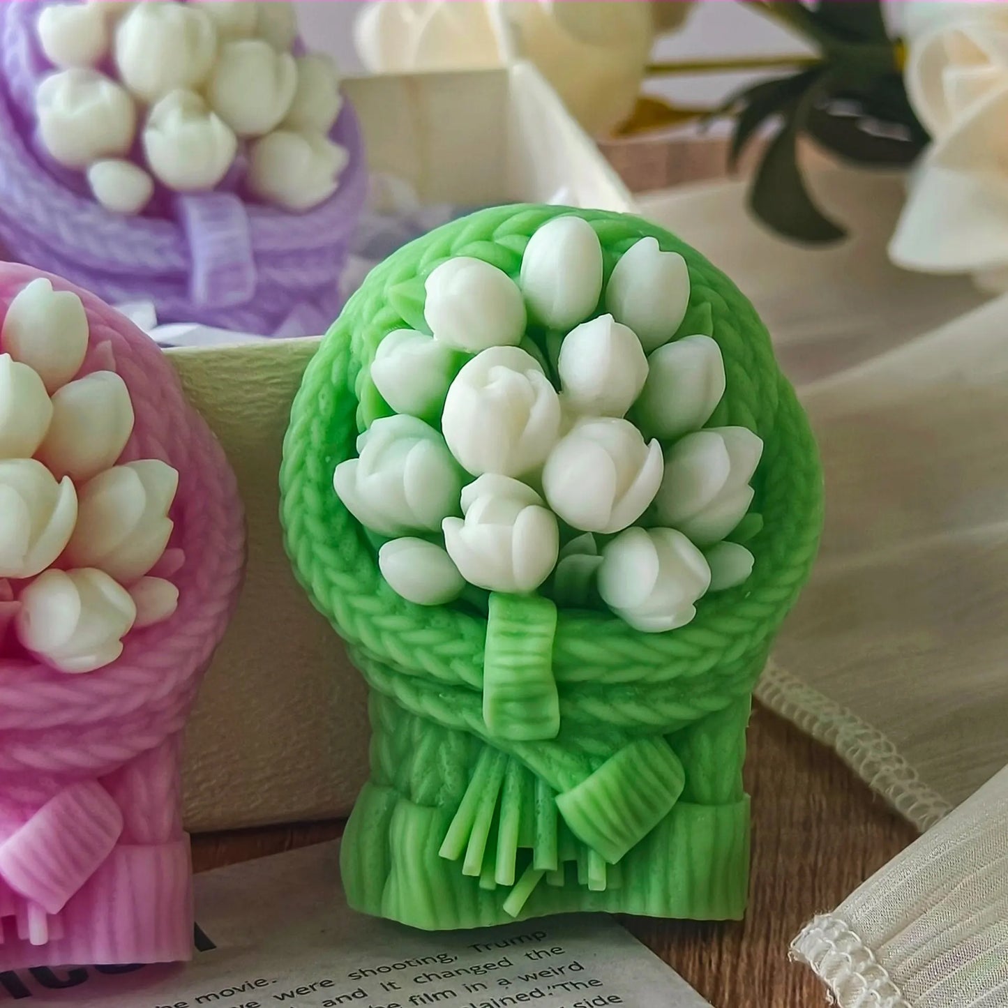 Aroma Candle Plaster Car Diffuser Stone Molds Handmade Candy Chocolate Making Mould DIY Tulip Love Flowers Silicone Mold