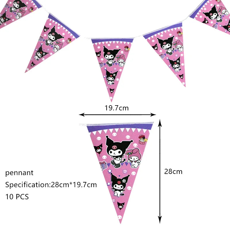 Kuromi Birthday Party Decoration Backdrop Disposable Tableware For Kids Event Supplies Latex Foil Balloons Banner