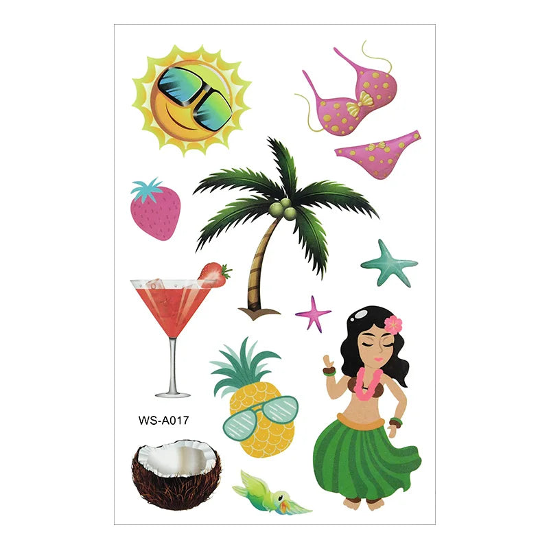 Hawaiian Party Aloha Temporary Tattoo Sticker Waterproof