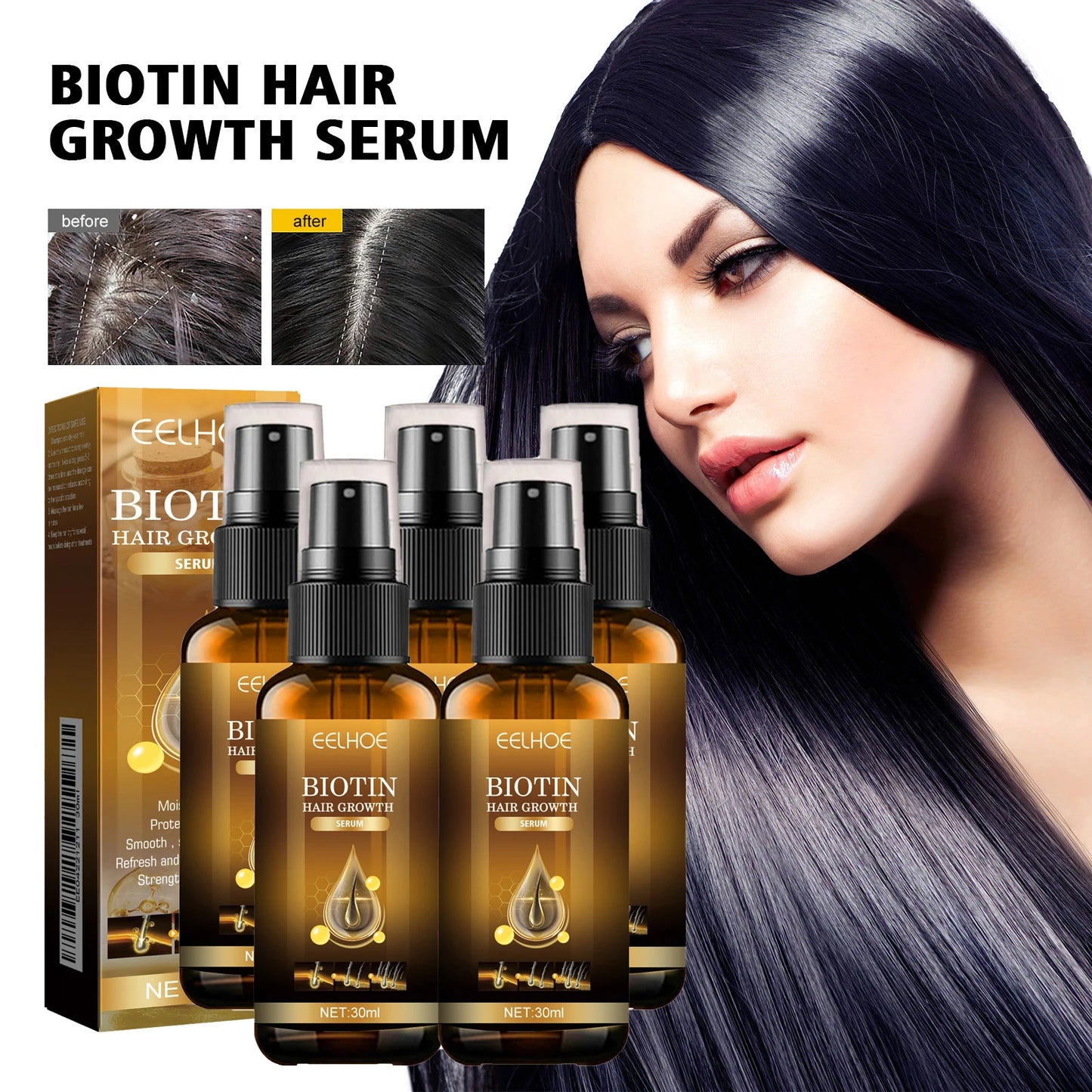 1/3/5 Box Magic Biotin Hair Serum Strengthen Smoothing Deep Nourishing Frizzy Hair Product Damaged Repair Spray Hair Oil Serum