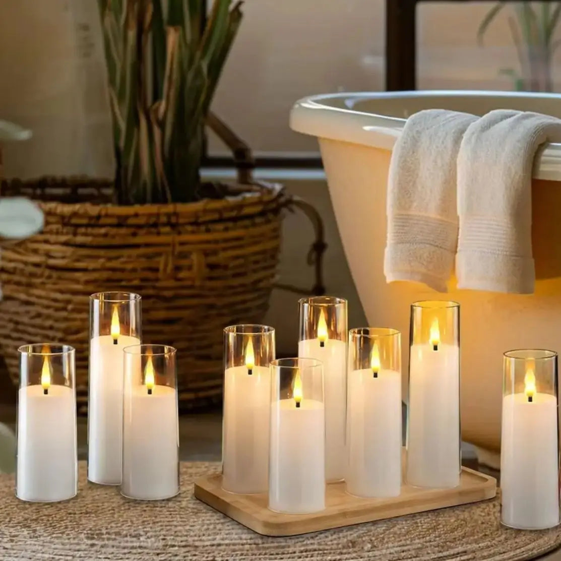 6-90PCS Acrylic Cup Led Candles Wedding Flickering Flameless Candles Battery Operated Artificial Candle Concert Activities Decor