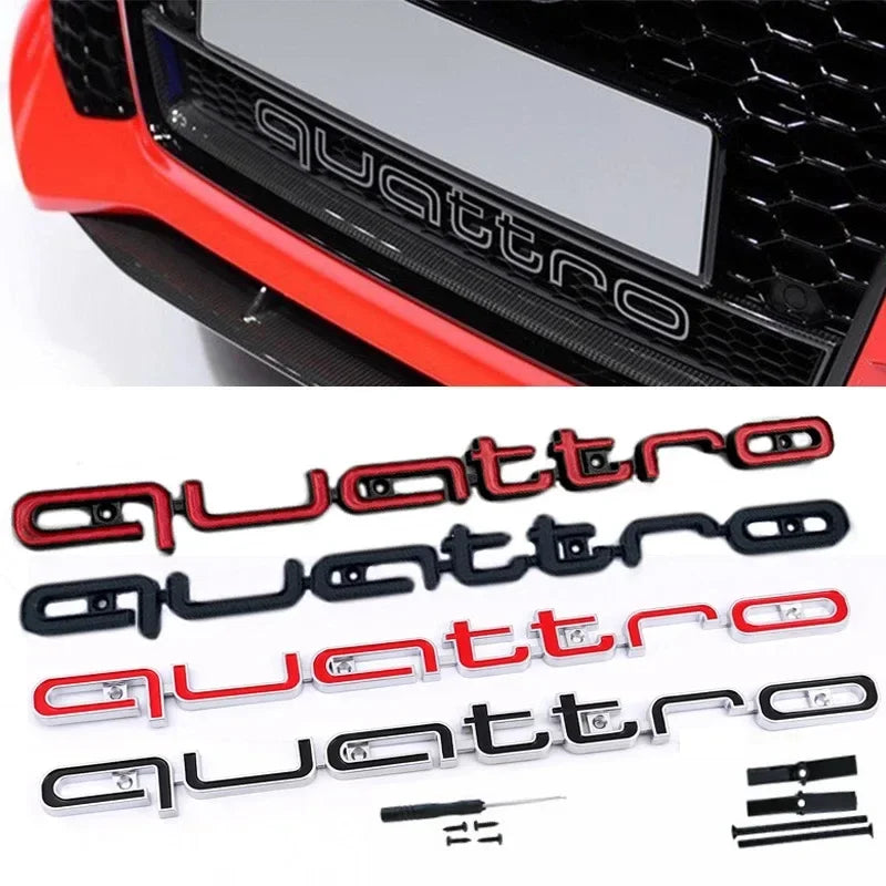 Quattro Emblem 3D ABS Car Front Grille Emblem For Audi A3 A4 A5 A6 A6L A7 A8 Q3 Q5 Q7 S3 S4 S5 RS3 RS4 RS6 Badge Accessories