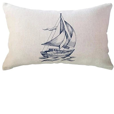 Sailing pillowcase Blue compass pattern ocean-themed cushion cover Decorative lumbar pillowcase 40X60cm