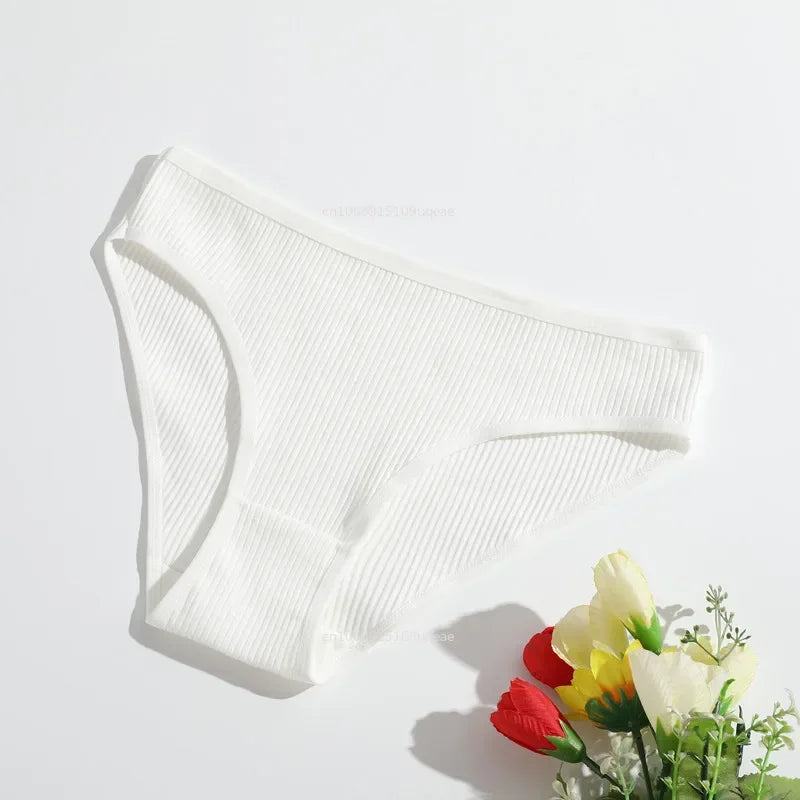 Cotton Seamless Panties Ribbed Cotton Briefs Ladies Low Waist Panty Sports Underwear Girls Breathable Underpants Lingerie