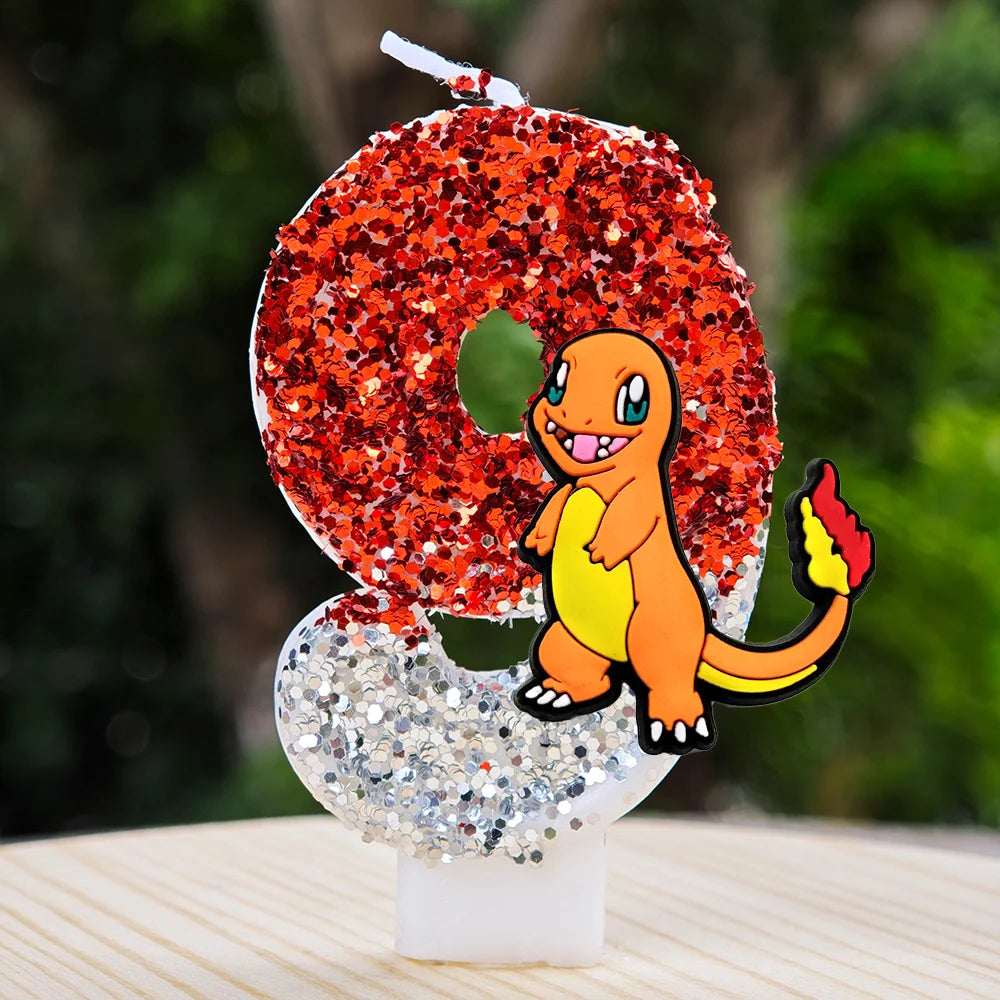 Pokemon Candle Number 0-9 Soccer Candle Pikachu Cake Decoration Boy Birthday Party for Kids Baby Shower Decor Gift