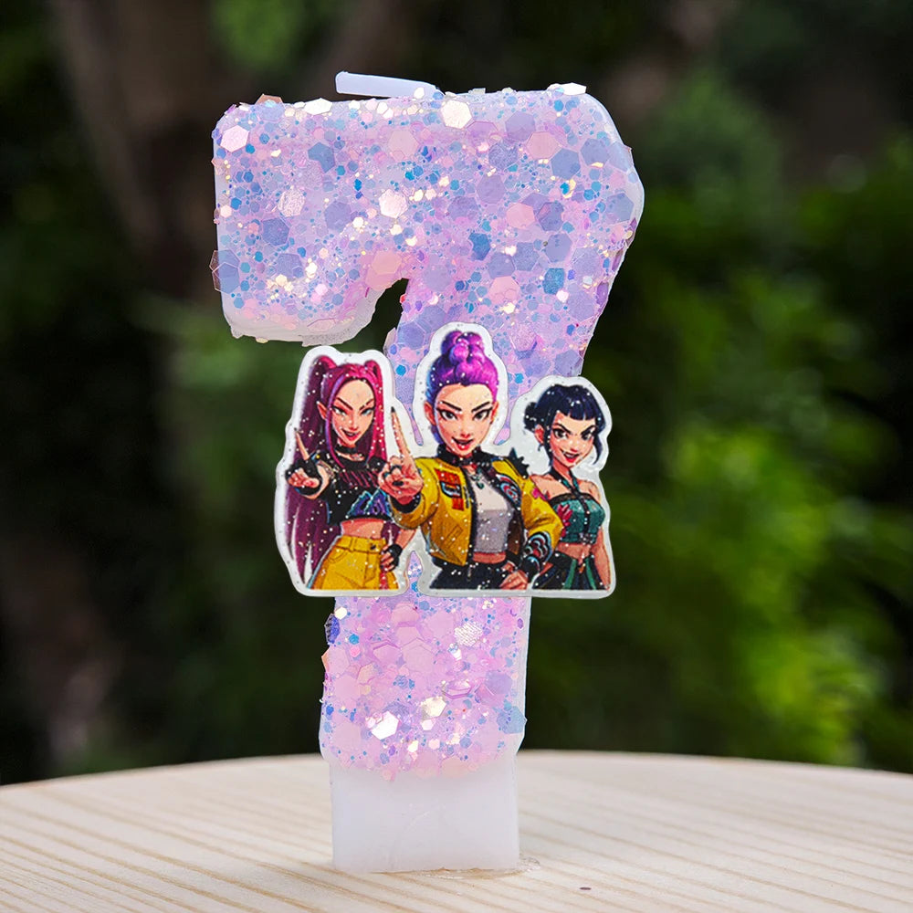 Kpop Demon Hunters Candle Number 0-9 Soccer Candle Cake Decoration Birthday Party for Kids Baby Shower Decor Gift