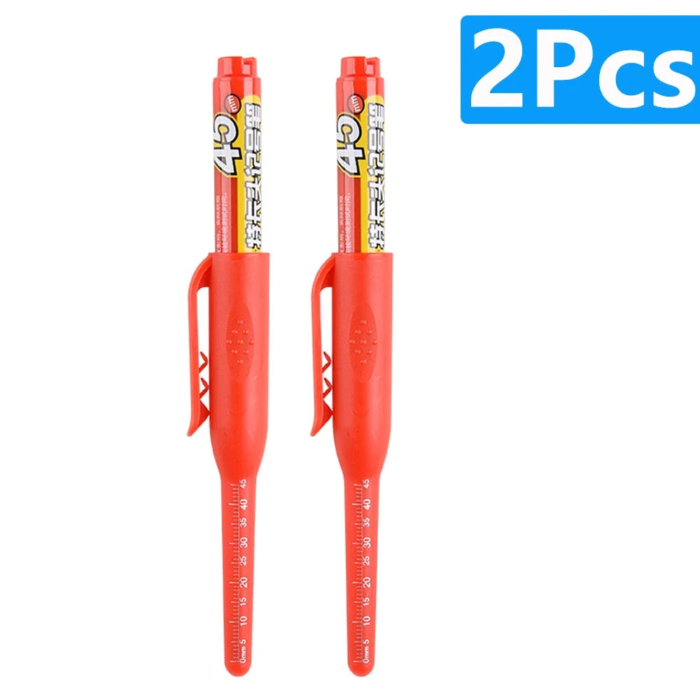 1-6Pcs 45mm Waterproof Long Head Nib Deep Hole Markers Pen Tile Carpenter Pen Multi-purpose for Woodworking Black/Blue/Red Ink