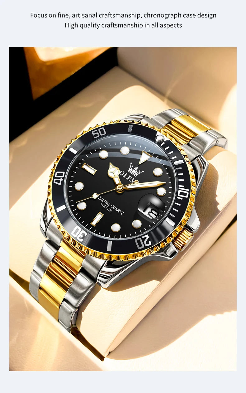 OLEVS 5885 Diving Series Men Watch Luxury Automatic Date Original Watch Trendy Stainless Steel Waterproof Sports Quartz Watch