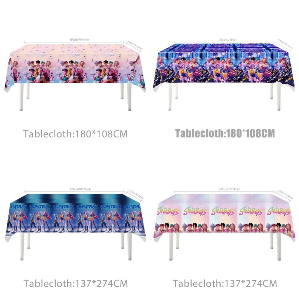 KPop Demon Hunters Birthday Decoration Disposable Party Tableware Paper Plates Napkins Cups Tablecloth Gift Bag Event Supplies