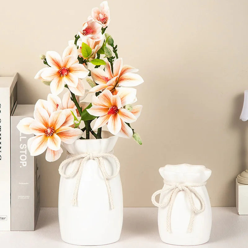 1Pc Bow Design Plastic Flower Vase Modern Art Nordic Decorative Vase  Used for Wedding, Living Room, Office, Bedroom Decoration