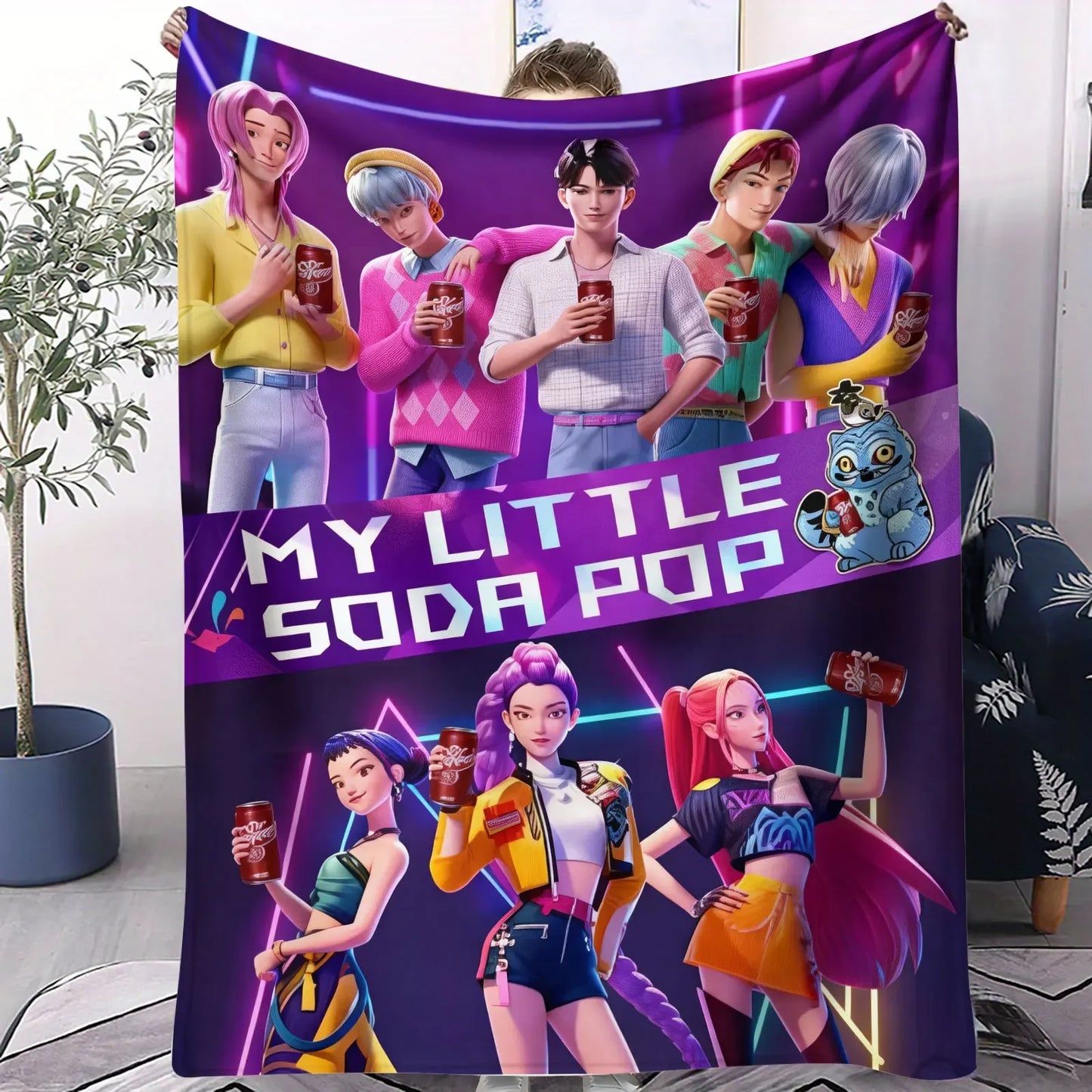 K Pop Demon Hunters Huntrix Blanket Hot Anime Flannel Throw Anime Fan Gift for Travel Camping Sofa Bed Cover Living Room Decor