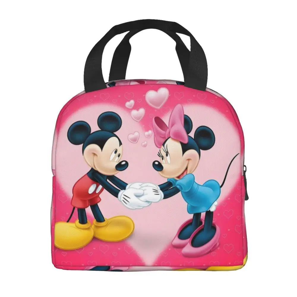 Custom Mickey Pink Minnie Mouse Lunch Bag Women Creative Design Cooler Warm Insulated Lunch Box for Kids School