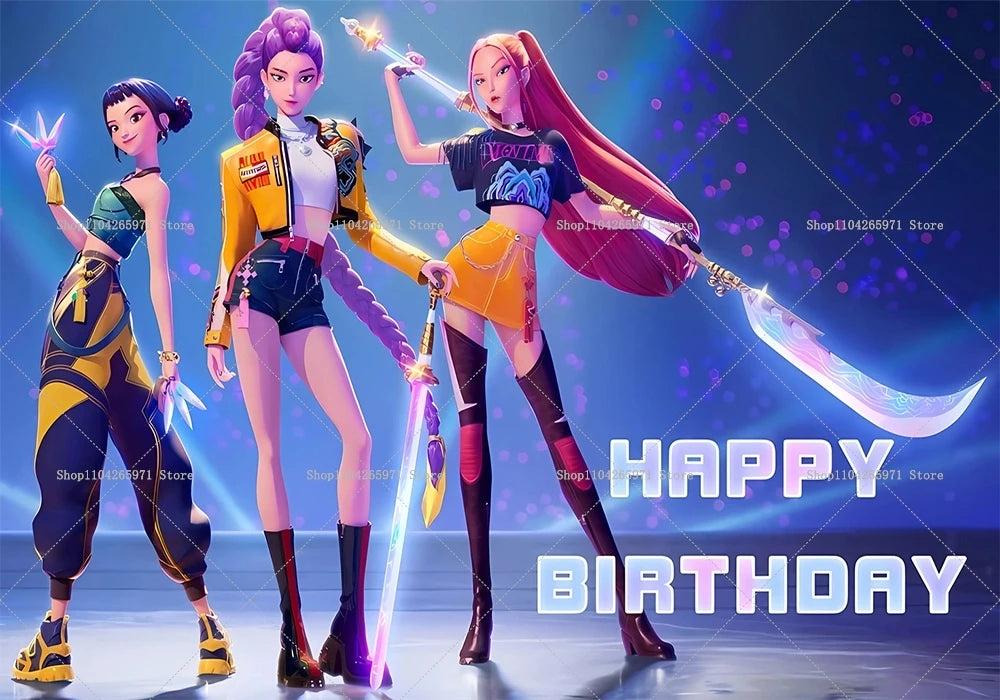 KPOP Witch Hunters Coven Girl Group Backdrop Magic Fantasy Party Theme Girls Adult Birthday Decor Photo Background Supplies