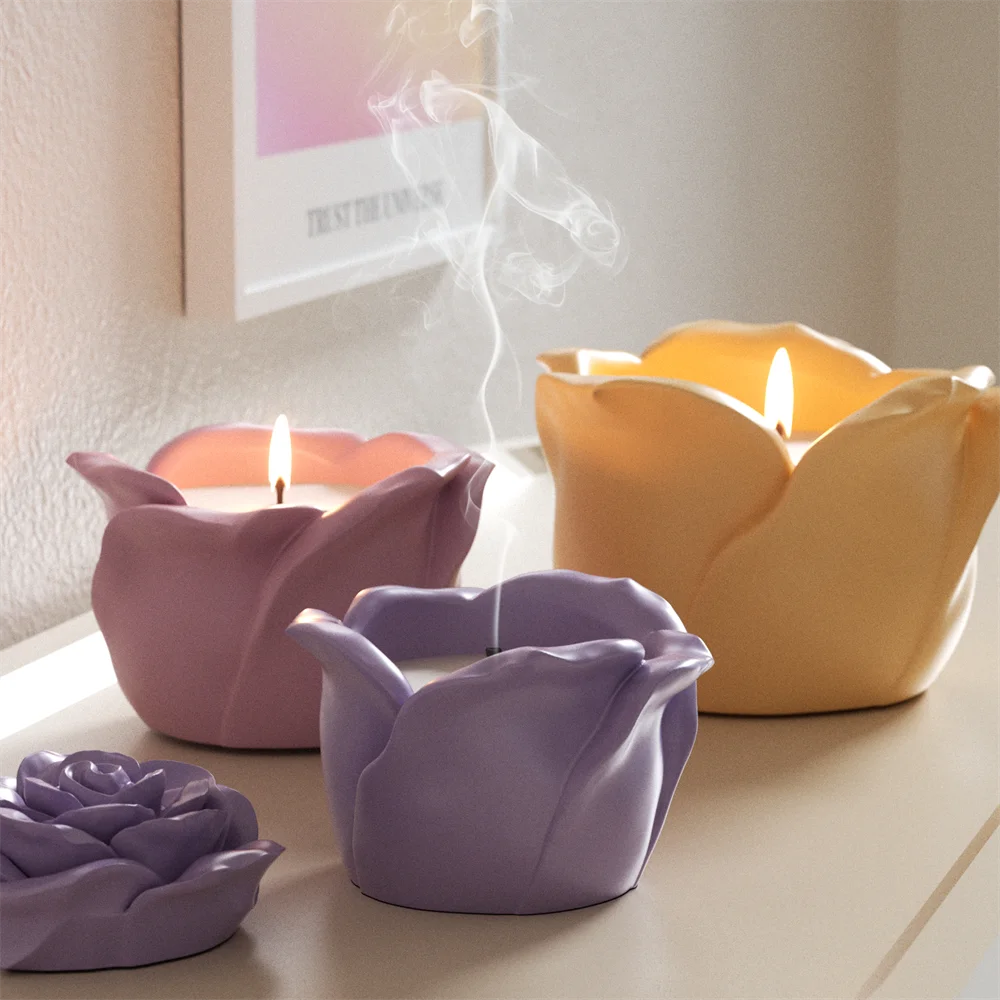 Nicole Eternal Rose Candle Jar Concrete Mold Candle Refill Silicone Mold DIY Handmade Gifts Tools Home Decor