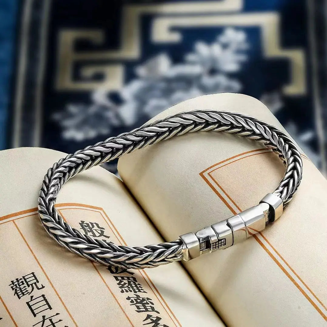 S925 Sterling Silve Twisted Bracelets For Men Hip Hop Handmade Exquisite Unique Fashion Jewelry Gift Factory Price