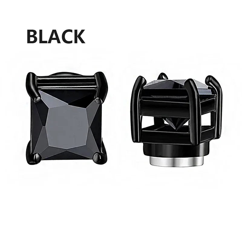1/3Pairs 6MM Crystal Magnetic No-Pierce Stainless Steel Stud Earrings for Men Punk Zircon Magnet Earrings Non Piercing Jewelry