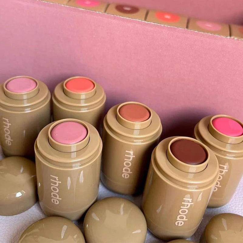 Makeup Cheek Blush Cream Blusher Stick Lip Gloss Phone Case For iPhone 16 17 Ribbon SALTY TAN Raspberry Espresso Lipstick INS