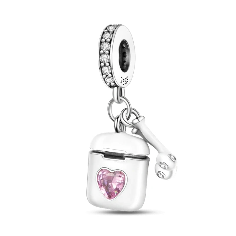 925 Sterling Silver Pink Series Charms Bow Tie Girl Cake Princess Beads Pendant Fit Original Bracelet DIY Jewelry Gift For Woman