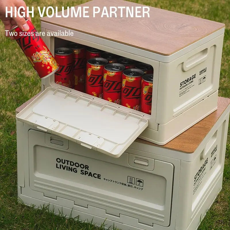 Outdoor Storage Box Camping Folding Box Camping Organizer Car Trunk Wooden Lid Industrial Air Storage Box