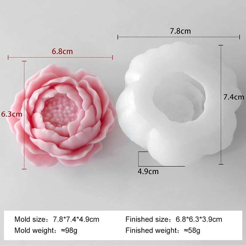 DIY Floral Series Rose Peony Lotus Silicone Mold Aroma Candle Plaster Resin Flowers Mold Handmade Soap Making Supplies