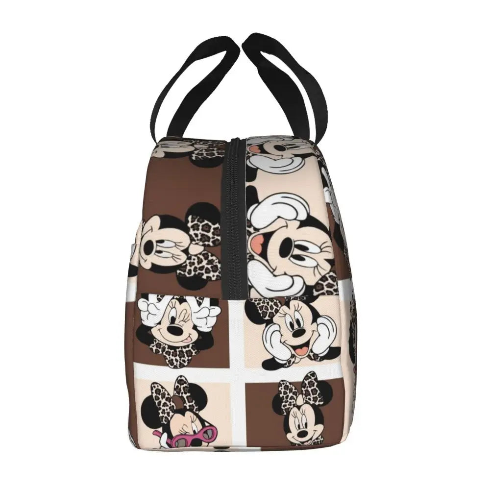 Custom Mickey Pink Minnie Mouse Lunch Bag Women Creative Design Cooler Warm Insulated Lunch Box for Kids School
