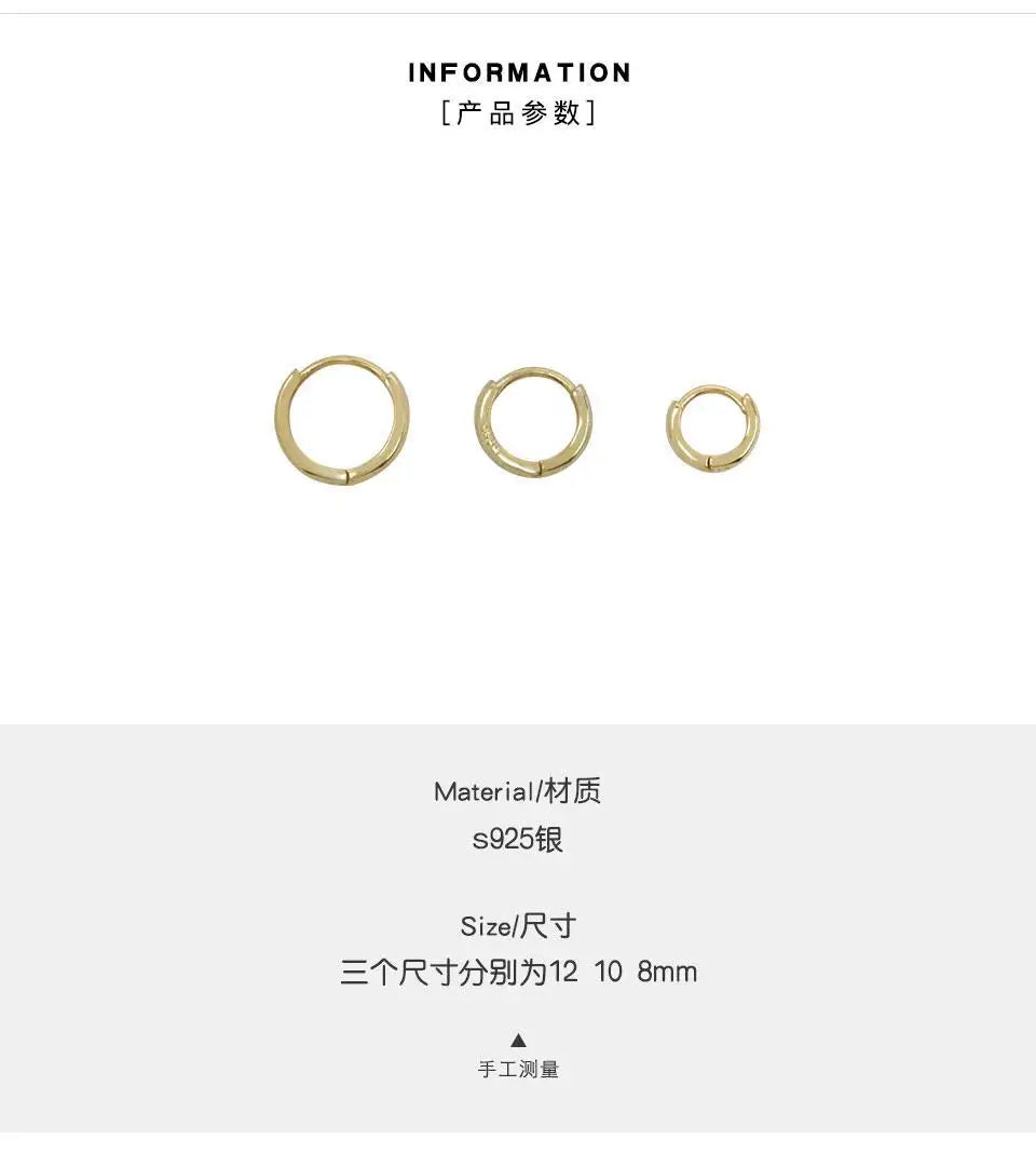 Real 925 Sterling Silver Minimalist Bohemian Round Earring for Women Hoop Earring Jewelry Accessories