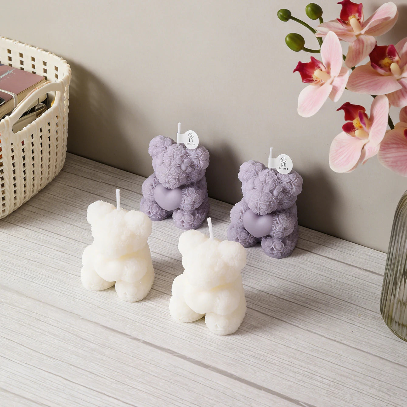 Rose Bear Scented Candles - Cute Decorations & Handmade Gifts for Women / Friends, Ideal for Wedding Souvenirs,  Valentine's Day