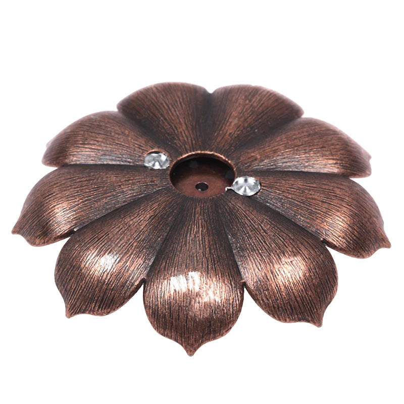 1PCS Alloy Incense Burner Stick Holder Buddhism Lotus Line Incense Plate Sandalwood Coil Base Temples Yoga Studios Home Decor