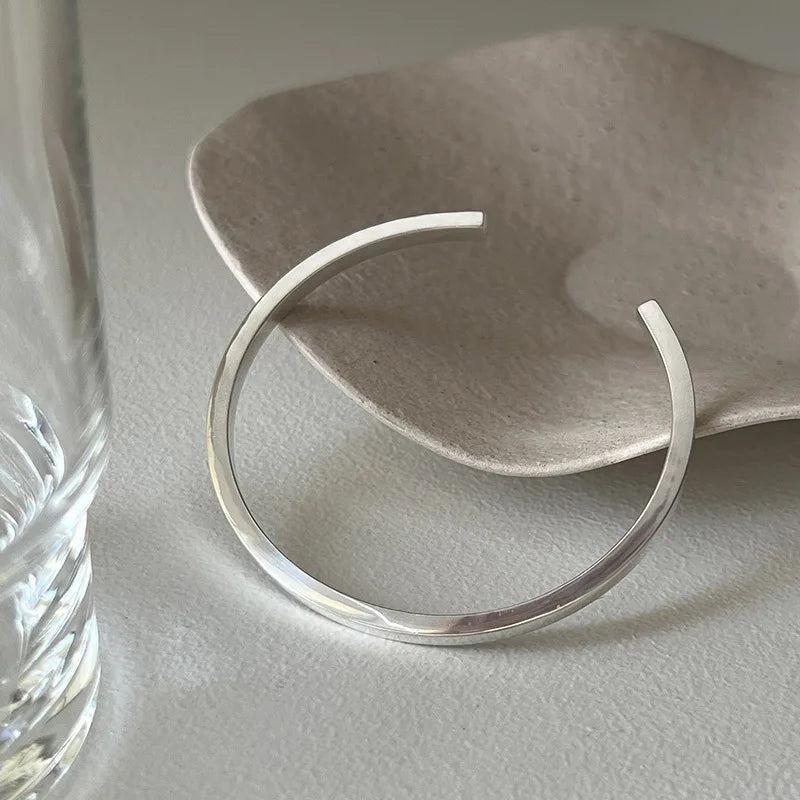 100% Solid 925 Sterling Silver Metal Bracelet for Women Handmade Simple Stone Bracelet Birthday Gift Party