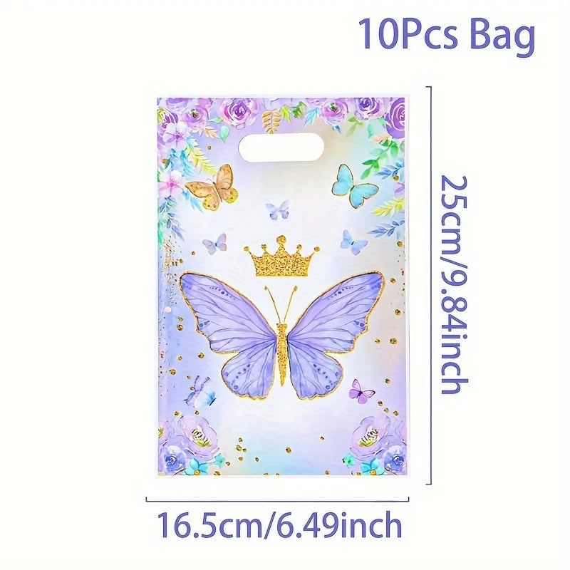 Purple Butterfly Party Decoration Disposable Paper Plates Napkins Cups Straw Tableware Set for Butterfly Birthday Party