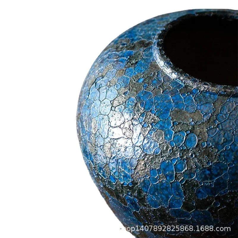 Handmade Ceramic Vase Flower Arrangement Water Raising Large Dried Flower Coarse Pottery Pot Home Decoration New