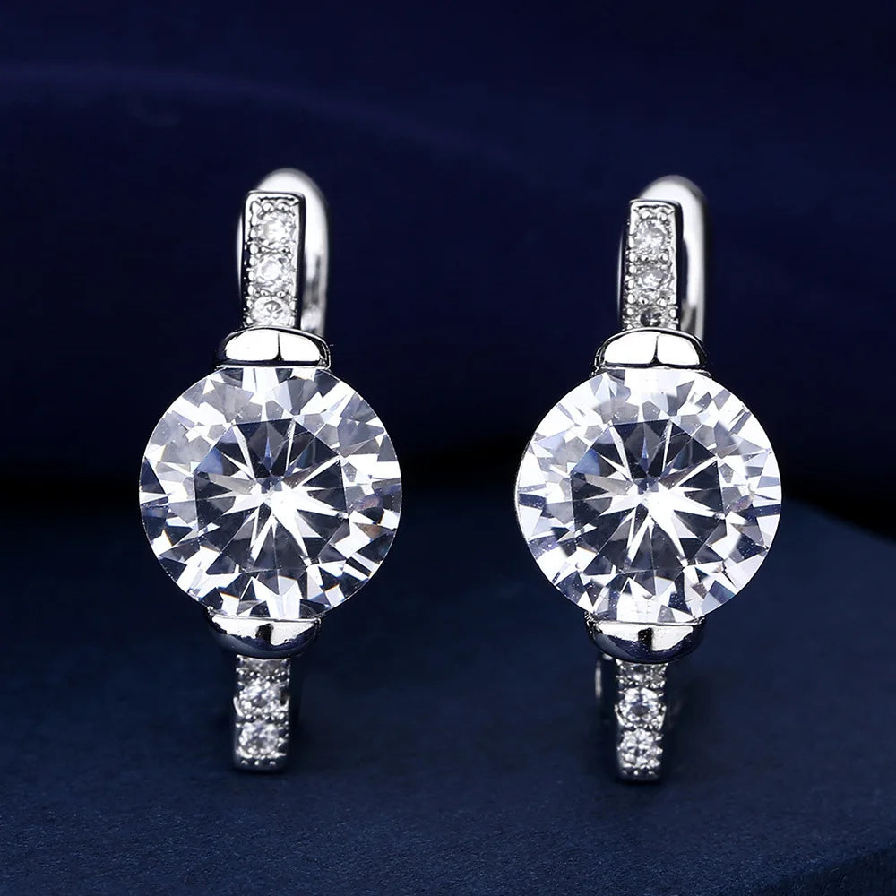 925 Sterling Silver Earrings Jewelry High Quality Retro Simple Pattern Purple White Zircon Earrings Hot Sale